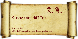 Kinszker Márk névjegykártya